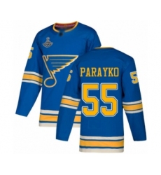 Men's St. Louis Blues #55 Colton Parayko Authentic Navy Blue Alternate 2019 Stanley Cup Champions Hockey Jersey