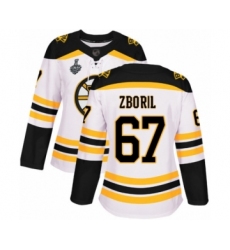 Women's Boston Bruins #67 Jakub Zboril Authentic White Away 2019 Stanley Cup Final Bound Hockey Jersey