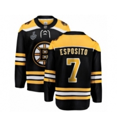 Men's Boston Bruins #7 Phil Esposito Authentic Black Home Fanatics Branded Breakaway 2019 Stanley Cup Final Bound Hockey Jersey
