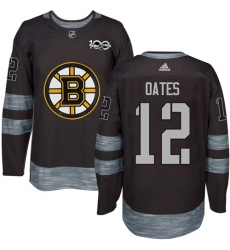 Men's Adidas Boston Bruins #12 Adam Oates Authentic Black 1917-2017 100th Anniversary NHL Jersey