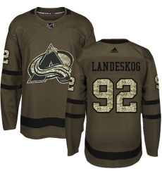 Youth Adidas Colorado Avalanche #92 Gabriel Landeskog Authentic Green Salute to Service NHL Jersey
