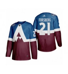 Youth Colorado Avalanche #21 Peter Forsberg Authentic Burgundy Blue 2020 Stadium Series Hockey Jersey