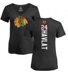 NHL Women's Adidas Chicago Blackhawks #24 Martin Havlat Black Backer T-Shirt