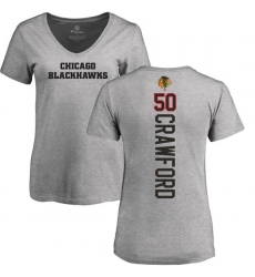 NHL Women's Adidas Chicago Blackhawks #50 Corey Crawford Ash Backer T-Shirt