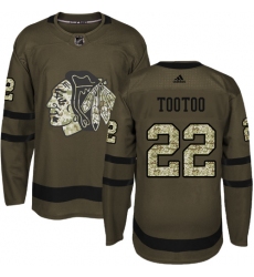 Men's Reebok Chicago Blackhawks #22 Jordin Tootoo Authentic Green Salute to Service NHL Jersey