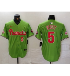 Men's Philadelphia Phillies #5 Bryson Stott Number Green With Stitched Cool Base Nike Jersey