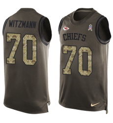 Men's Nike Kansas City Chiefs #70 Bryan Witzmann Limited Green Salute to Service Tank Top NFL Jersey
