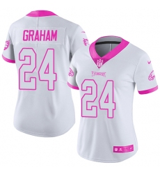 Women's Nike Philadelphia Eagles #24 Corey Graham Limited White/Pink Rush Fashion NFL Jersey