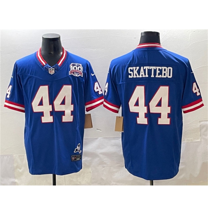 Men's New York Giants #44 Cam Skattebo Royal 2025 Draft F.U.S.E. 100th Season & State Vapor Limited Football Stitched Jersey