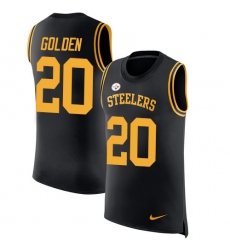 Men's Nike Pittsburgh Steelers #20 Robert Golden Black Rush Player Name & Number Tank Top NFL Jersey