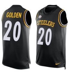 Men's Nike Pittsburgh Steelers #20 Robert Golden Limited Black Player Name & Number Tank Top NFL Jersey