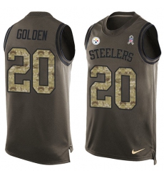 Men's Nike Pittsburgh Steelers #20 Robert Golden Limited Green Salute to Service Tank Top NFL Jersey