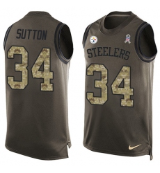 Men's Nike Pittsburgh Steelers #34 Cameron Sutton Limited Green Salute to Service Tank Top NFL Jersey