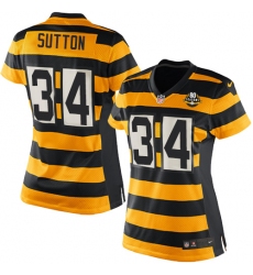 Women's Nike Pittsburgh Steelers #34 Cameron Sutton Limited Yellow/Black Alternate 80TH Anniversary Throwback NFL Jersey