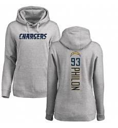 NFL Women's Nike Los Angeles Chargers #93 Darius Philon Ash Backer Pullover Hoodie