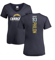 NFL Women's Nike Los Angeles Chargers #93 Darius Philon Navy Blue Backer T-Shirt