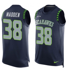 Men's Nike Seattle Seahawks #38 Tre Madden Limited Steel Blue Player Name & Number Tank Top NFL Jersey