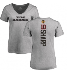 NHL Women's Adidas Chicago Blackhawks #10 Patrick Sharp Ash Backer T-Shirt