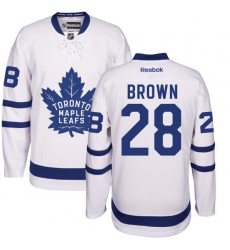 Men's Reebok Toronto Maple Leafs #28 Connor Brown Authentic White Away NHL Jersey
