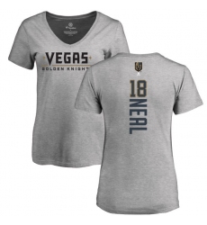 NHL Women's Adidas Vegas Golden Knights #18 James Neal Gray Backer Slim Fit V-Neck T-Shirt