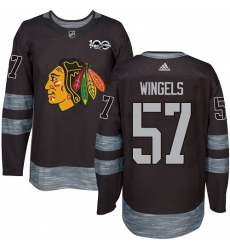 Men's Adidas Chicago Blackhawks #57 Tommy Wingels Authentic Black 1917-2017 100th Anniversary NHL Jersey