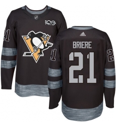 Men's Adidas Pittsburgh Penguins #21 Michel Briere Authentic Black 1917-2017 100th Anniversary NHL Jersey