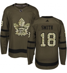 Men's Adidas Toronto Maple Leafs #18 Ben Smith Authentic Green Salute to Service NHL Jersey