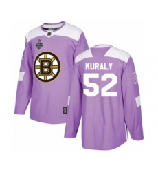 Youth Boston Bruins #52 Sean Kuraly Authentic Purple Fights Cancer Practice 2019 Stanley Cup Final Bound Hockey Jersey