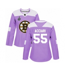 Women's Boston Bruins #55 Noel Acciari Authentic Purple Fights Cancer Practice 2019 Stanley Cup Final Bound Hockey Jersey