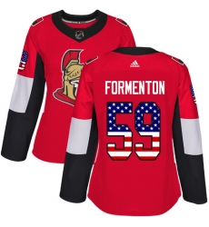Women's Adidas Ottawa Senators #59 Alex Formenton Authentic Red USA Flag Fashion NHL Jersey