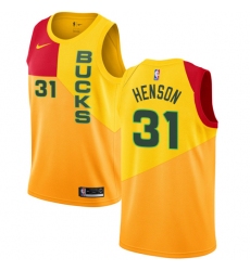Women's Nike Milwaukee Bucks #31 John Henson Swingman Yellow NBA Jersey - City Edition