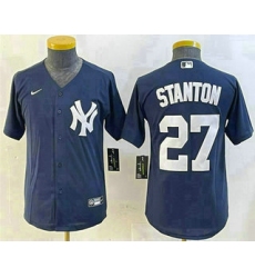Youth New York Yankees #27 Giancarlo Stanton Navy Cool Base Stitched Jersey