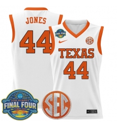 Men's Texas Longhorns #44 Taylor Jones White 2025 Sec Women’s Final Four Stitched Basketball Jersey