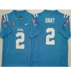 Men's Ole Miss Rebels #2 Jaxson Dart Light Blue 2025 FUSE College Football Jersey