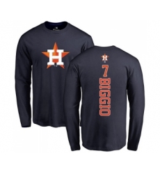 MLB Nike Houston Astros #7 Craig Biggio Navy Blue Backer Long Sleeve T-Shirt