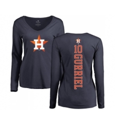 MLB Women's Nike Houston Astros #10 Yuli Gurriel Navy Blue Backer Long Sleeve T-Shirt