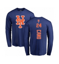 Baseball New York Mets #24 Robinson Cano Royal Blue Backer Long Sleeve T-Shirt