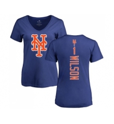 MLB Women's Nike New York Mets #1 Mookie Wilson Royal Blue Backer T-Shirt
