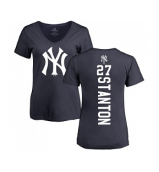 MLB Women's Nike New York Yankees #27 Giancarlo Stanton Navy Blue Backer T-Shirt