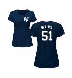 MLB Women's Nike New York Yankees #51 Bernie Williams Navy Blue Name & Number T-Shirt
