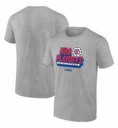 Men's Los Angeles Clippers Heather Gray 2024 Playoffs Defensive Stance T-Shirt