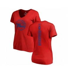 Basketball Women's Philadelphia 76ers #0 Josh Richardson Red One Color Backer Slim-Fit V-Neck T-Shirt