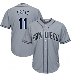 Men's Majestic San Diego Padres #11 Allen Craig Replica Grey Road Cool Base MLB Jersey