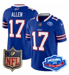 Youth Buffalo Bills 17 Josh Allen Blue 2025 F U S E Farewell Season Gold Shield Patch Stitched Football Jersey