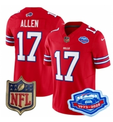 Youth Buffalo Bills 17 Josh Allen Red 2025 F U S E Farewell Season Gold Shield Patch Stitched Football Jersey