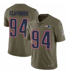 Men's Nike New England Patriots #94 Adrian Clayborn Limited Olive 2017 Salute to Service NFL Jersey