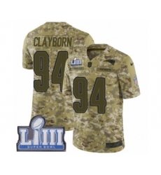 Youth Nike New England Patriots #94 Adrian Clayborn Limited Camo 2018 Salute to Service Super Bowl LIII Bound NFL Jersey