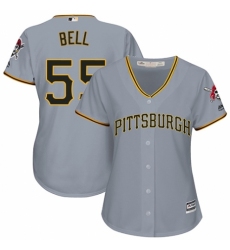 Women's Majestic Pittsburgh Pirates #55 Josh Bell Authentic Grey Road Cool Base MLB Jersey