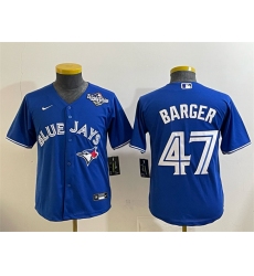 Youth Toronto Blue Jays #47 Addison Barger Royal 2025 World Series Cool Base Stitched Baseball Jersey