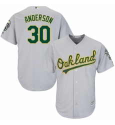 Men's Majestic Oakland Athletics #30 Brett Anderson Replica Grey Road Cool Base MLB Jersey